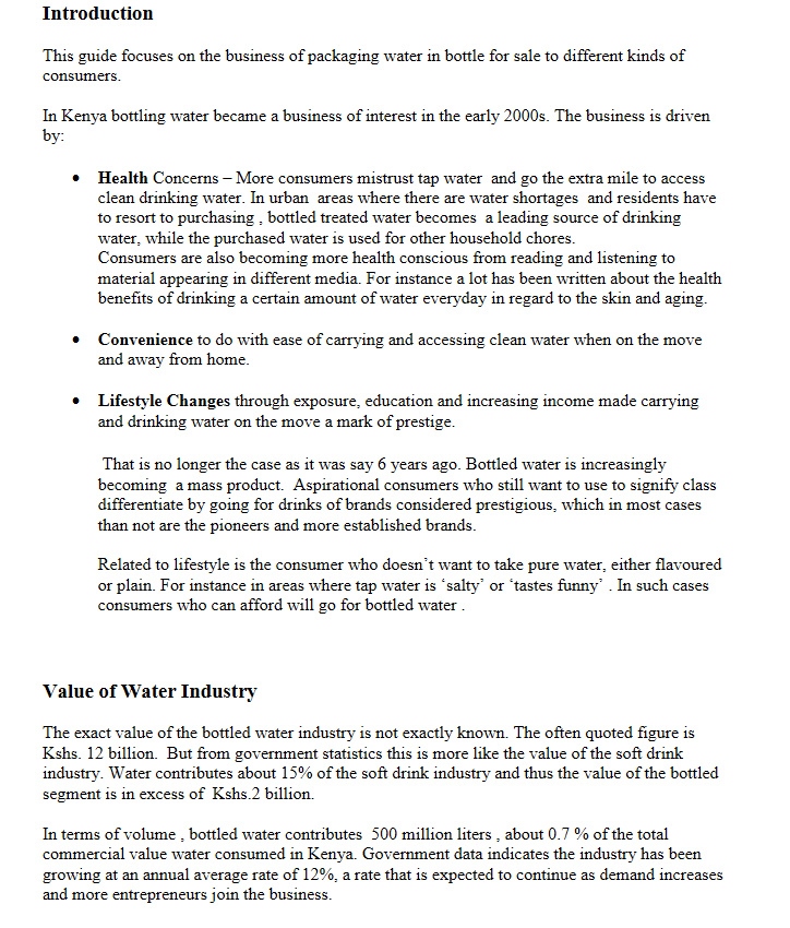 table water business plan pdf